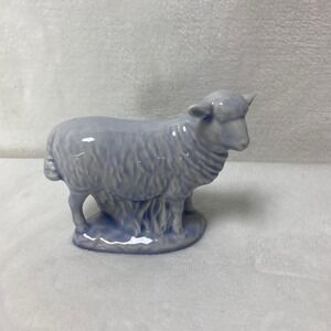 VTG '76 Holland Mold Ceramic Blue‎ Glaze Sheep Figurine Nativity Scene Christmas